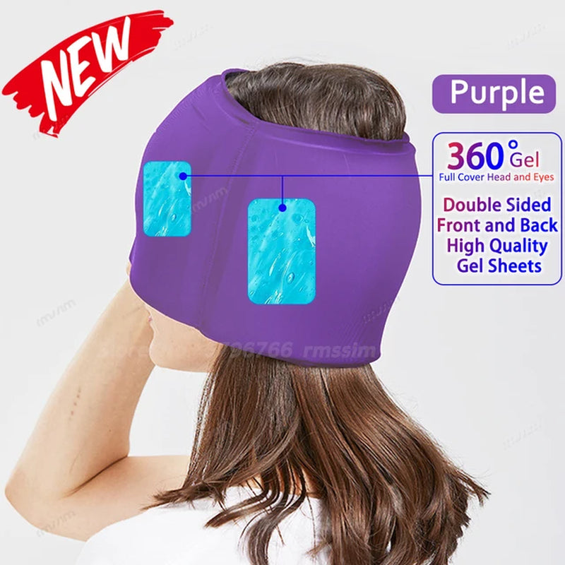 Head Massager Cap Gel Hot Cold Therapy Headache Migraine Relief Cap Stress Pressure Pain Relief Massage Hat Cold Hat Eye Mask