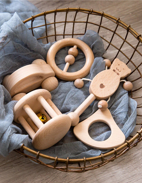 Load image into Gallery viewer, Newly 1Pc Baby Rattles Animal Moon Beech Ring Baby Teething Chew Toys Handmade Baby Rings DIY Accessories Baby Toys 2020 Teether
