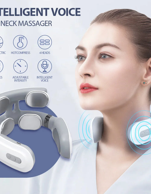 Load image into Gallery viewer, TENS Pulse Back Neck Massage Wireless Smart Sholder Cervical Massager Heating Relief Pain Muscle Punch Beating Health
