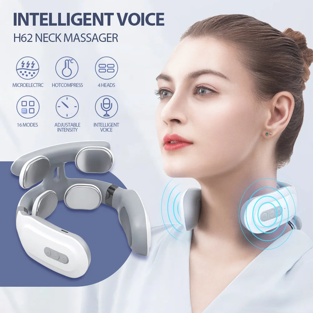 TENS Pulse Back Neck Massage Wireless Smart Sholder Cervical Massager Heating Relief Pain Muscle Punch Beating Health