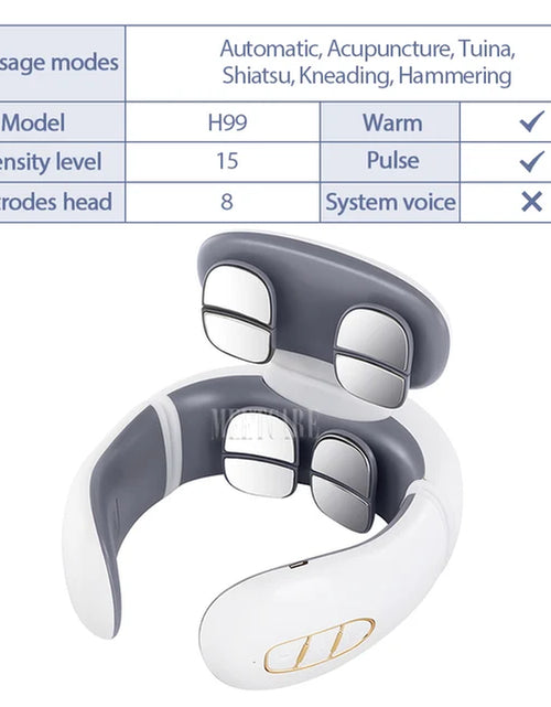 Load image into Gallery viewer, TENS Pulse Back Neck Massage Wireless Smart Sholder Cervical Massager Heating Relief Pain Muscle Punch Beating Health
