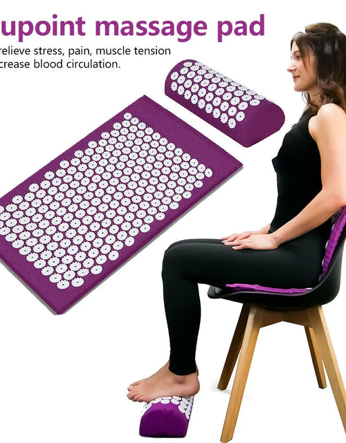 Load image into Gallery viewer, Massager Cushion Massage Yoga Mat Acupressure Relieve Pain Stress Back Body Pain Spike Mat Acupuncture Mat and Pillow Set
