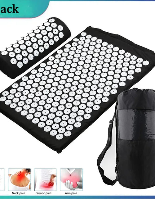 Load image into Gallery viewer, Massager Cushion Massage Yoga Mat Acupressure Relieve Pain Stress Back Body Pain Spike Mat Acupuncture Mat and Pillow Set
