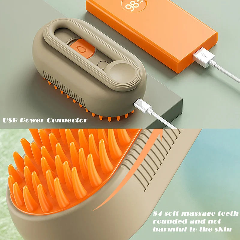 Cat Steam Brush Steamy Dog Brush 3 in 1 Electric Anti-Splashing Cat Brush Pet Grooming Comb Hair Removal Combs with Steam Spray