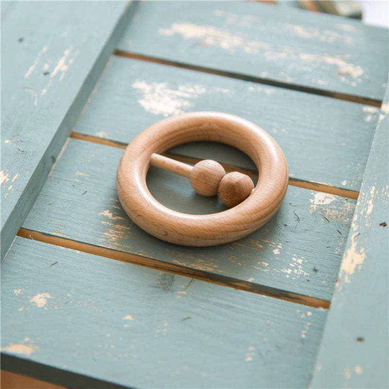 Newly 1Pc Baby Rattles Animal Moon Beech Ring Baby Teething Chew Toys Handmade Baby Rings DIY Accessories Baby Toys 2020 Teether