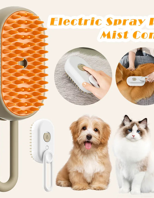 Load image into Gallery viewer, Cat Steam Brush Steamy Dog Brush 3 in 1 Electric Anti-Splashing Cat Brush Pet Grooming Comb Hair Removal Combs with Steam Spray
