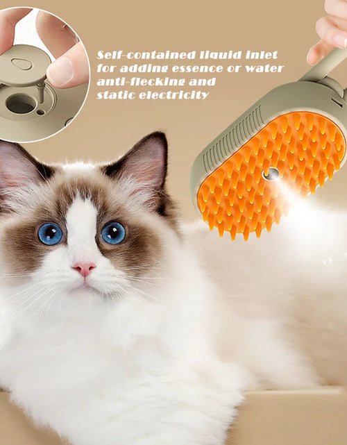 Load image into Gallery viewer, Cat Steam Brush Steamy Dog Brush 3 in 1 Electric Anti-Splashing Cat Brush Pet Grooming Comb Hair Removal Combs with Steam Spray
