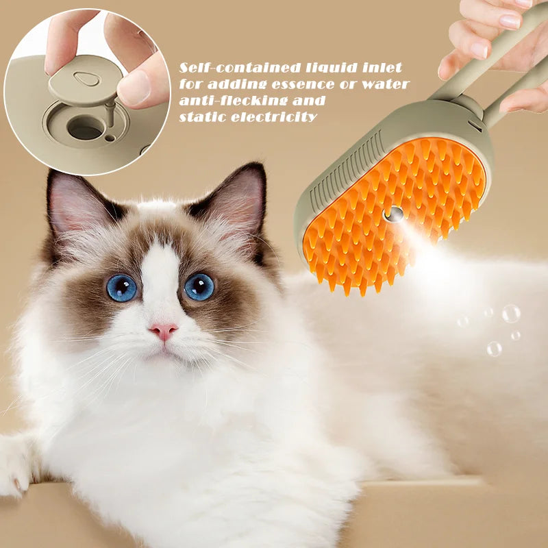 Cat Steam Brush Steamy Dog Brush 3 in 1 Electric Anti-Splashing Cat Brush Pet Grooming Comb Hair Removal Combs with Steam Spray