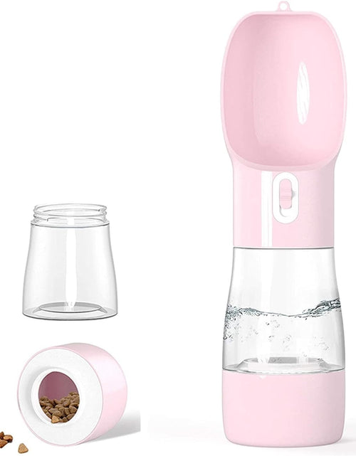 Load image into Gallery viewer, Portable Dog Water Bottle - Multifunctional Outdoor Pet Dispenser for Walking Traveling Hiking Dog&amp;Cat Drinking Bottle and Dish Bowl -Pink
