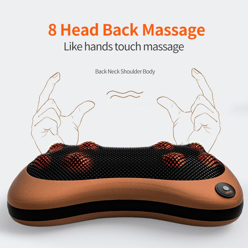 Head Massager Car Home Cervical Shiatsu Massage Neck Back Waist Body Electric Multifunctional Massage Pillow Cushion