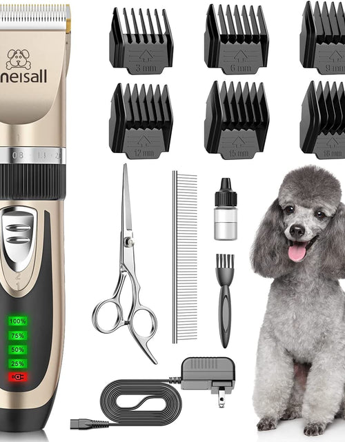 Load image into Gallery viewer, Dog Clippers Low Noise, 2-Speed Quiet Dog Grooming Kit Rechargeable Cordless Pet Hair Clipper Trimmer Shaver for Small and Large Dogs Cats Animals (Gold)
