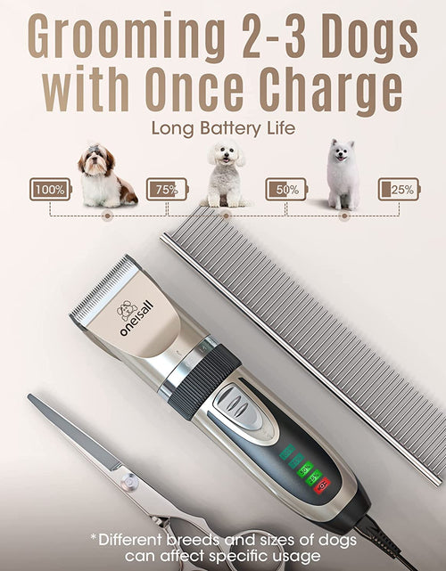 Load image into Gallery viewer, Dog Clippers Low Noise, 2-Speed Quiet Dog Grooming Kit Rechargeable Cordless Pet Hair Clipper Trimmer Shaver for Small and Large Dogs Cats Animals (Gold)
